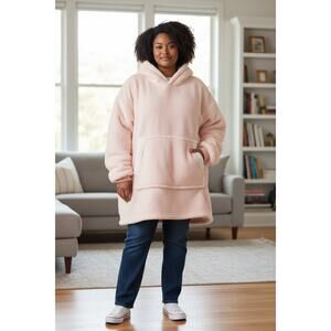 Plushy Pink Jacket Pullover Hoodie Super Soft Hooded Woman's Plus New 2-3X